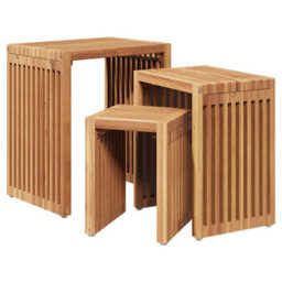 Berkfield Garden Nest Of Side Tables 3 Pcs Solid Wood Teak - thumbnail 2