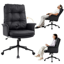 Black Double Cushioned Desk Chair Comfy,executive Office Chair - thumbnail 3