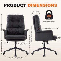 Black Double Cushioned Desk Chair Comfy,executive Office Chair - thumbnail 2