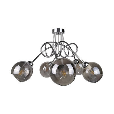 Luminosa Lighting Luminosa Ring Multi Arm Semi Flush Ceiling Light Silver, 70Cm, 5X E27