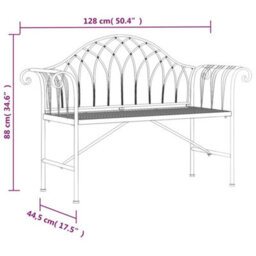 Vidaxl 2-Seater Garden Bench 128 Cm Black Steel - thumbnail 6