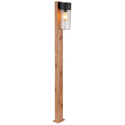 Luminosa Lighting Luminosa Etsi Outdoor Bollard Wood Look Dark Ip44 Smoke Glass Shade 1X E27 - image 1