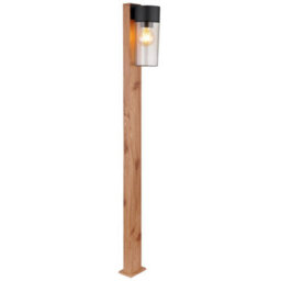 Luminosa Lighting Luminosa Etsi Outdoor Bollard Wood Look Dark Ip44 Smoke Glass Shade 1X E27 - thumbnail 1