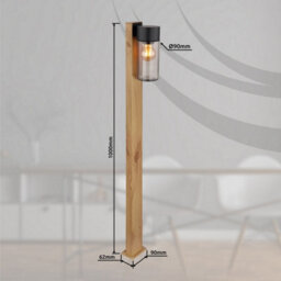 Luminosa Lighting Luminosa Etsi Outdoor Bollard Wood Look Dark Ip44 Smoke Glass Shade 1X E27 - thumbnail 6