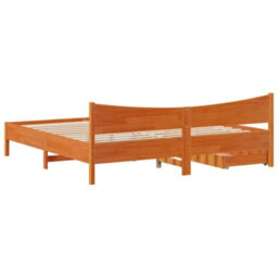 Berkfield Bed Frame With Drawers Wax Brown 180X200 Cm Super King Solid Wood Pine - thumbnail 8