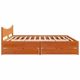 Berkfield Bed Frame With Drawers Wax Brown 180X200 Cm Super King Solid Wood Pine - thumbnail 7