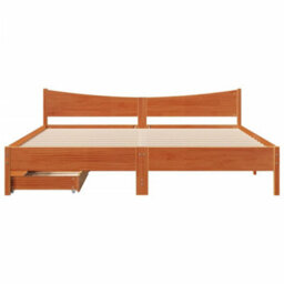 Berkfield Bed Frame With Drawers Wax Brown 180X200 Cm Super King Solid Wood Pine - thumbnail 4