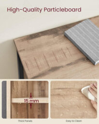 Songmics Kitchen Cabinet, Sliding Door Storage Unit With Adjustable Shelf System, Toasted Oak Colour And Black - thumbnail 7