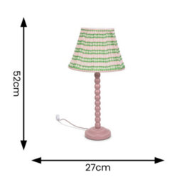 Valuelights Bobbles Rose Pink Bobbin Table Lamp With Pink Aztec Pleated Shade - thumbnail 6