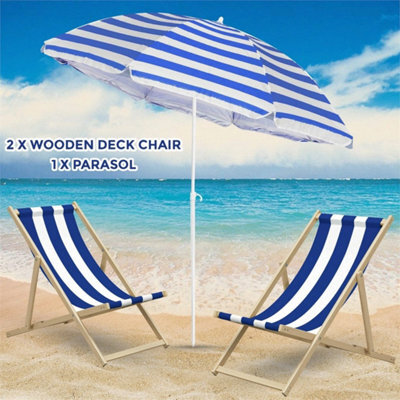 Wooden Deck Chair Chairs Traditional Folding Sun Lounger Garden Beach Seaside - image 1