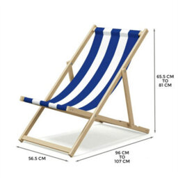 Wooden Deck Chair Chairs Traditional Folding Sun Lounger Garden Beach Seaside - thumbnail 2