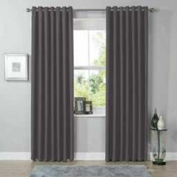 Moonlight Bedding Blackout Polyester Curtain Thermal Natural Dark Grey Curtains With Eyelet Header (Pair) 66X90Inch (168X228Cm)
