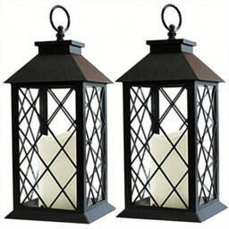 "Bright Zeal 2 Pack Black Decorative Candle Lanterns 13.5"",outdoor Garden Lights,halloween/christmas Festival Decoration" - thumbnail 1