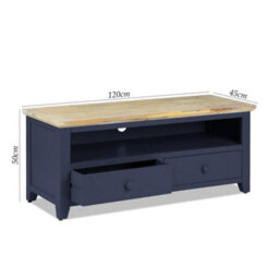 Statement Furniture Florence Navy Blue Tv Stand With 2 Drawers And Shelf - thumbnail 2