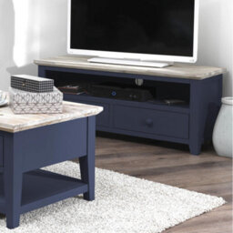 Statement Furniture Florence Navy Blue Tv Stand With 2 Drawers And Shelf - thumbnail 4