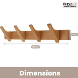 Keypak 4 Hook Coat Rack  Wall Mounted Scandinavian 46Cm Clothes Hanger For Hallways, Bedrooms, Bathrooms - thumbnail 3