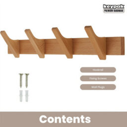 Keypak 4 Hook Coat Rack  Wall Mounted Scandinavian 46Cm Clothes Hanger For Hallways, Bedrooms, Bathrooms - thumbnail 4