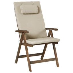 Wyld And Coco Acacia Wood Folding Bistro Set With Taupe Cushions, 3-Piece Compact Outdoor Dining Set - thumbnail 3