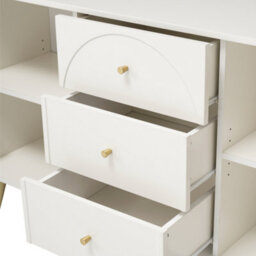 Abrihome Sideboard Cabinet For Living Room, Chest Of Drawers With 2 Doors And 3 Drawers, Adjustable Shelf, Cream White - thumbnail 6