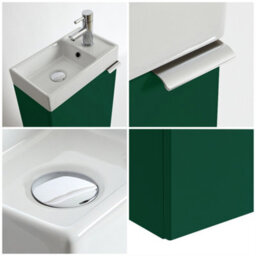 Homestylestore 400mm Dark Green Wall Hung Bathroom Vanity Unit And Chrome Finger Pull Handle - thumbnail 2