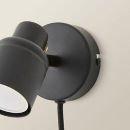 Valuelights Benton Black Plug In Wall Spotlight And Bulb - thumbnail 3