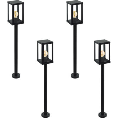 4 Pack Ip44 Outdoor Bollard Lights - Modern Black Zinc Plated Steel Pathway Lighting - image 1