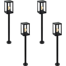 4 Pack Ip44 Outdoor Bollard Lights - Modern Black Zinc Plated Steel Pathway Lighting - thumbnail 1