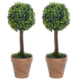 Vidaxl Artificial Boxwood Plants 2 Pcs With Pots Ball Shaped Green 56 Cm - thumbnail 1