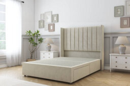 "Comfort Palermo Cream Plush Divan Bed Set No Drawers - 54"" Wingback 3' Single" - thumbnail 3