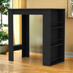 Urbn-Living Urbnliving Height 105Cm 3 Tier Black Dining Bar Coffee Kitchen Island Table Open Storage Shelves Living Room - thumbnail 2