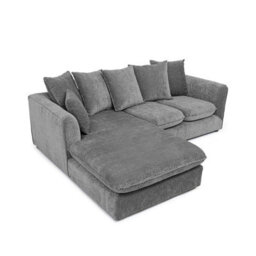 Abakus Direct Lucas Water Repellent Velvet Chenille Left Facing Corner Sofa In Graphite - thumbnail 2