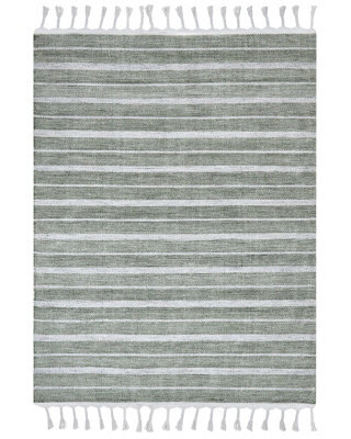 Wyld and Coco Green Stripe Rug 160 X 230 Cm - Handwoven Indoor/outdoor Flatwoven - image 1