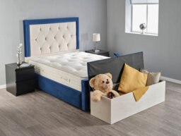 Divan Base Direct Alioth Ottoman Storage Box 5Ft King - Plush Velvet Cream + Marine - thumbnail 3