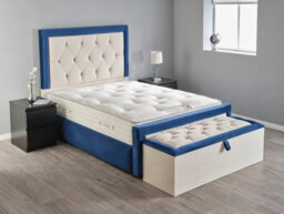 Divan Base Direct Alioth Ottoman Storage Box 5Ft King - Plush Velvet Cream + Marine - thumbnail 2