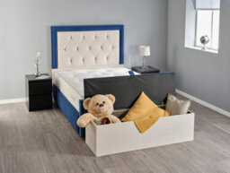 Divan Base Direct Alioth Ottoman Storage Box 5Ft King - Plush Velvet Cream + Marine - thumbnail 5