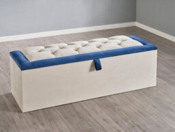 Divan Base Direct Alioth Ottoman Storage Box 5Ft King - Plush Velvet Cream + Marine - thumbnail 1