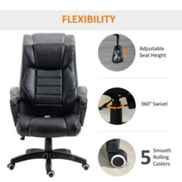 Black 6 Points Vibration Massage Executive Ergonomic Office Chair - thumbnail 3