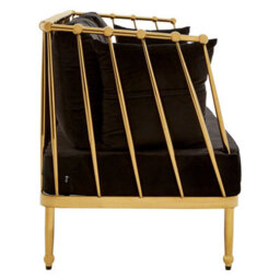 Orsina Sleek 3 Seat Gold Finish Tapered Arms Sofa, Stylish Mid Century Sofa For Bedroom, Sturdy 3 Seater Sofa - thumbnail 3