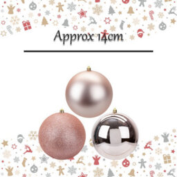 Christmas Bauble Decoration Hanging Tree Ornament X 3 14Cm Rose Gold - thumbnail 2