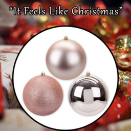 Christmas Bauble Decoration Hanging Tree Ornament X 3 14Cm Rose Gold - thumbnail 7