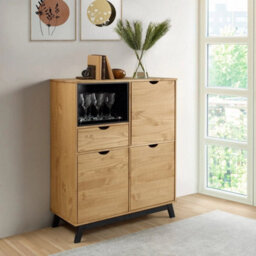 Display Cabinet Grey Sideboard Storage Drinks Cupboard - thumbnail 4