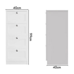 Matt White 4 Drawer Chest Panelled Front Deep Storage Modern Cabinet - thumbnail 2