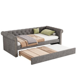 Btm 3Ft Upholstered Daybed Sofa Bed  Velvet Frame, Space Saving Youth Bed For Adults And Teens, Grey - thumbnail 7