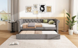 Btm 3Ft Upholstered Daybed Sofa Bed  Velvet Frame, Space Saving Youth Bed For Adults And Teens, Grey - thumbnail 9