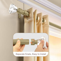 Aspire Homeware Sapphire Metal Curtain Pole With Crystal Finials Extendable Rod 70-120 Cm (Antique Brass) - thumbnail 2