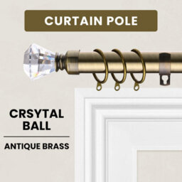 Aspire Homeware Sapphire Metal Curtain Pole With Crystal Finials Extendable Rod 70-120 Cm (Antique Brass) - thumbnail 7