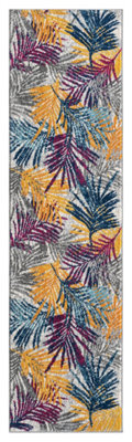 San Marino Modern Living Room Area Rug - Low Pile Leaf Design Muti Coloured 60Cm X 220Cm - image 1