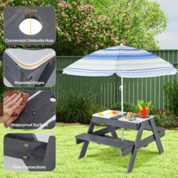 Costway Kids 4-In-1 Sand & Water Table Wood Outdoor Activity Table & Bench Set - thumbnail 7