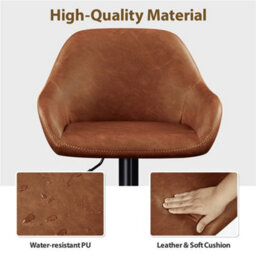 Yaheetech Retro Brown Set Of 2 Vintage Height Adjustable Swivel Bar Stools With Armrests And Backrest - thumbnail 6