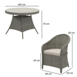 Outsunny Rattan Dining Set For 4 With Cushions And Umbrella Hole, Grey - thumbnail 3